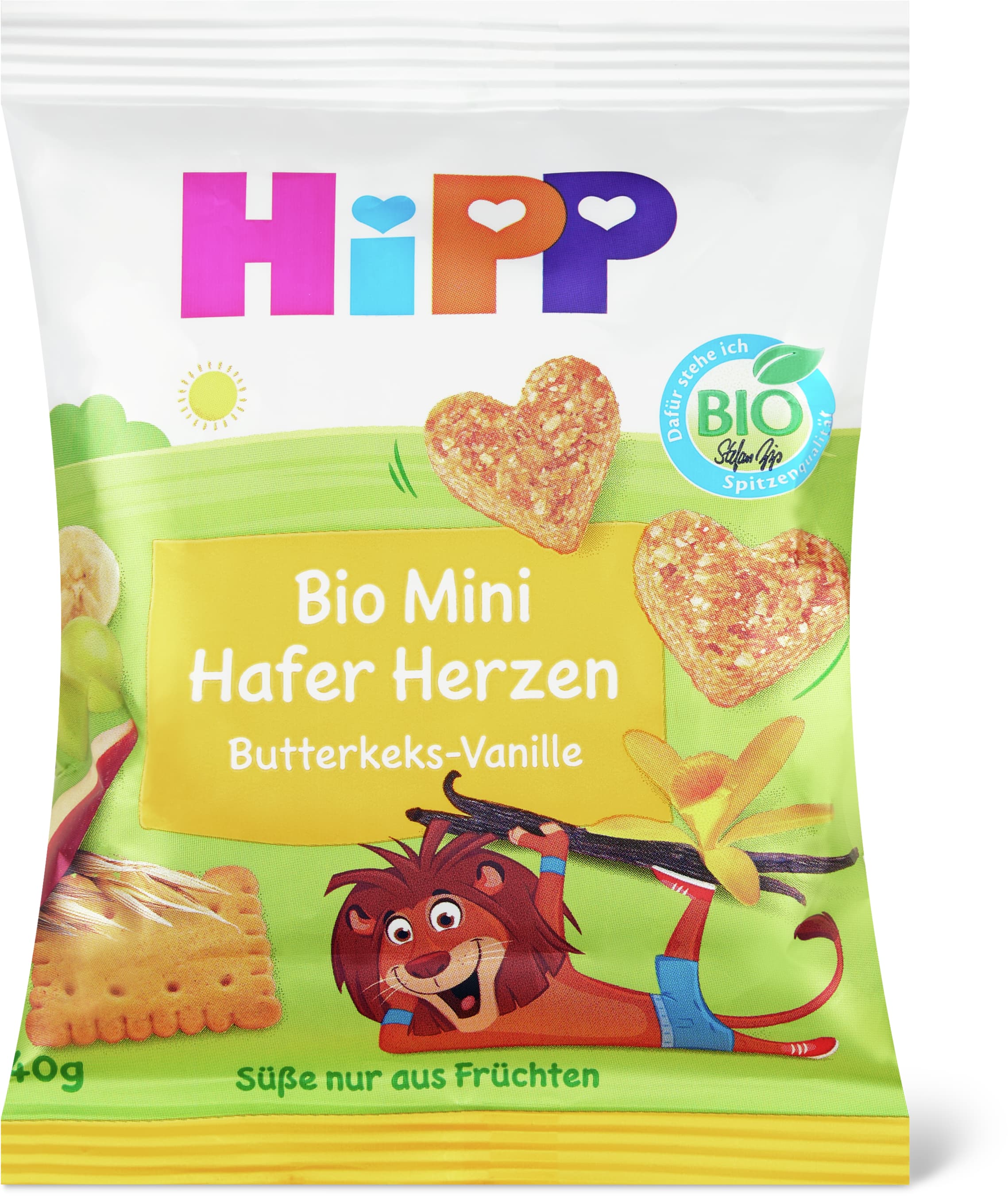 Hipp Mini biscuits au beurre en forme de cœur à la vanille et à l'avoine Bio, dès 3 ans 40g